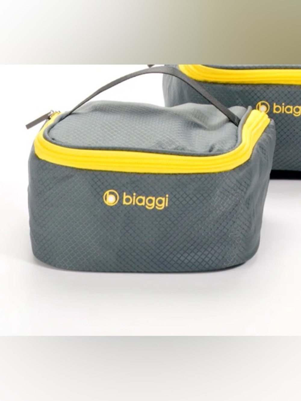 Biaggi Gray & Yellow Travel Cosmetic Bag one storage luggage organization bag
